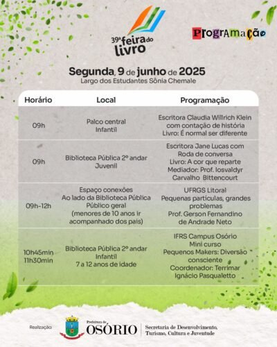 39ª FEIRA DO LIVRO DE OSÓRIO INICIA NO PRÓXIMO SÁBADO COM ATRAÇÕES MUSICAIS, PALESTRAS E SESSÕES DE AUTÓGRAFOS 3 500519339 1131042742397625 2034865561216355954 n