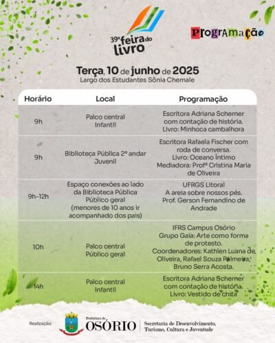 39ª FEIRA DO LIVRO DE OSÓRIO INICIA NO PRÓXIMO SÁBADO COM ATRAÇÕES MUSICAIS, PALESTRAS E SESSÕES DE AUTÓGRAFOS 6 500533729 1131042779064288 3604091748236365298 n