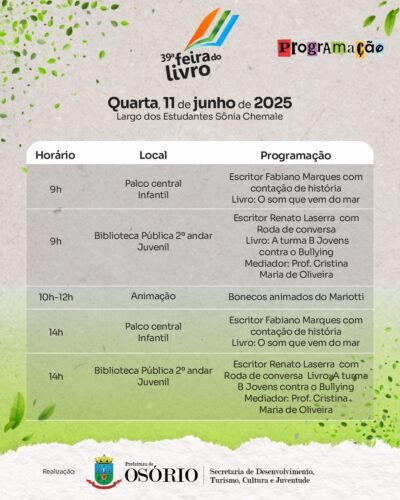 39ª FEIRA DO LIVRO DE OSÓRIO INICIA NO PRÓXIMO SÁBADO COM ATRAÇÕES MUSICAIS, PALESTRAS E SESSÕES DE AUTÓGRAFOS 9 503567509 1131042759064290 8678206398983825038 n