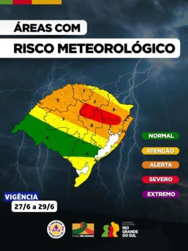 ALERTA DE TEMPORAL: LITORAL NORTE ESTÁ NA ZONA DE RISCO COM CHUVA FORTE E VENTANIA NESTE SÁBADO