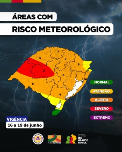 Entre a tarde desta Segunda-feira (16) e a Quinta-feira (19), instabilidades atuam no RS