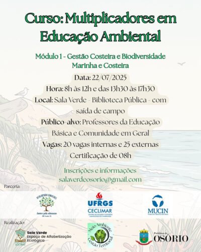 ABERTAS AS INSCRIÇÕES PARA O CURSO DE MULTIPLICADORES EM EDUCAÇÃO AMBIENTAL