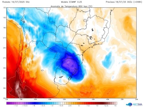 NOVA MASSA DE AR FRIO CHEGA AO SUL DO BRASIL NAS PRÓXIMAS HORAS