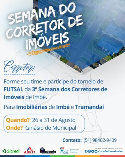 3ª SEMANA DO CORRETOR DE IMÓVEIS TERÁ TORNEIO DE VÔLEI E FUTSAL