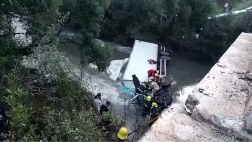Nove pessoas são presas por roubo de carga de frango após queda de caminhão em ponte no RS