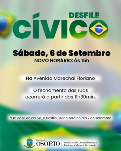 DESFILE CÍVICO DA SEMANA DA PÁTRIA OCORRE NA TARDE DO PRÓXIMO SÁBADO EM OSÓRIO