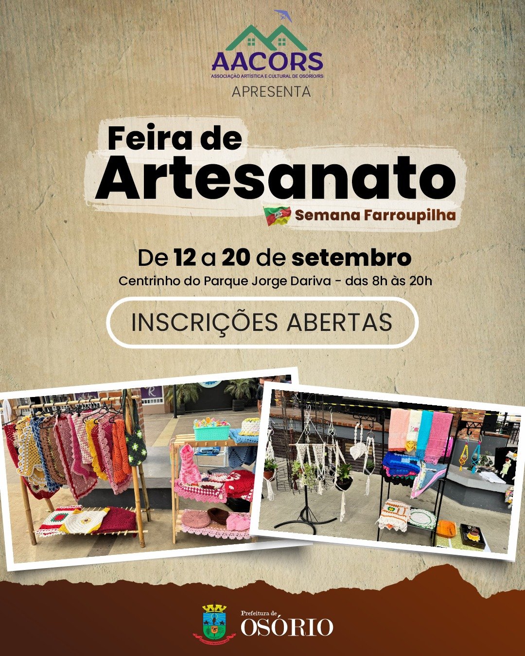 INSCRIÇÕES PRORROGADAS PARA ARTESÃOS QUE QUEIRAM EXPOR NA SEMANA FARROUPILHA DE OSÓRIO 1 545333725 1211900234311875 6161701558144590205 n