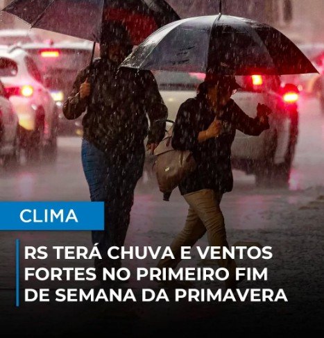 O Rio Grande do Sul terá o retorno da chuva neste fim de semana, com previsão de instabilidade já a partir da manhã de sábado (27).