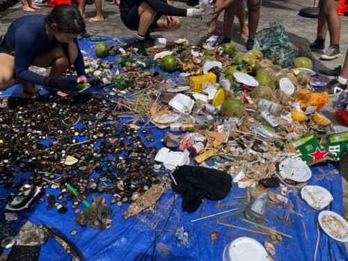 Mutirão: 180 kg de lixo são retirados do fundo do mar no Porto da Barra, em Salvador
