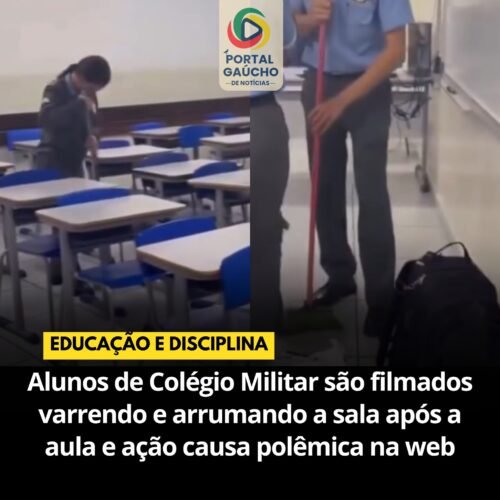 Alunos do Colégio Militar são filmados varrendo e arrumando a sala após aula e ação causa polêmica na web