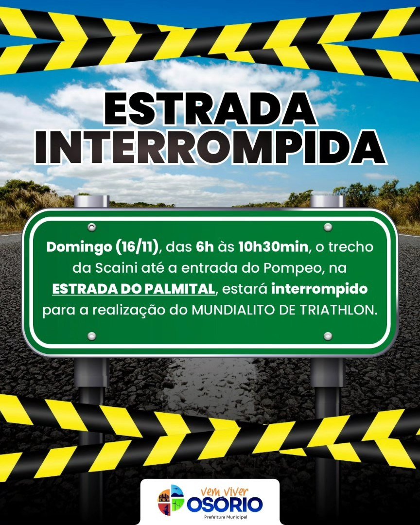 Estrada do Palmital terá bloqueio temporário para o Mundialito de Triathlon neste Domingo