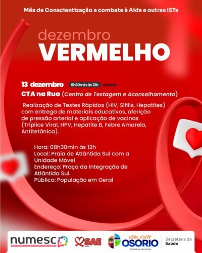 SECRETARIA MUNICIPAL DA SAÚDE VAI PROMOVER AÇÕES DE PREVENÇÃO ALUSIVAS AO DEZEMBRO VERMELHO EM OSÓRIO 5 591278758 1281290367372861 6182364458864658305 n 1