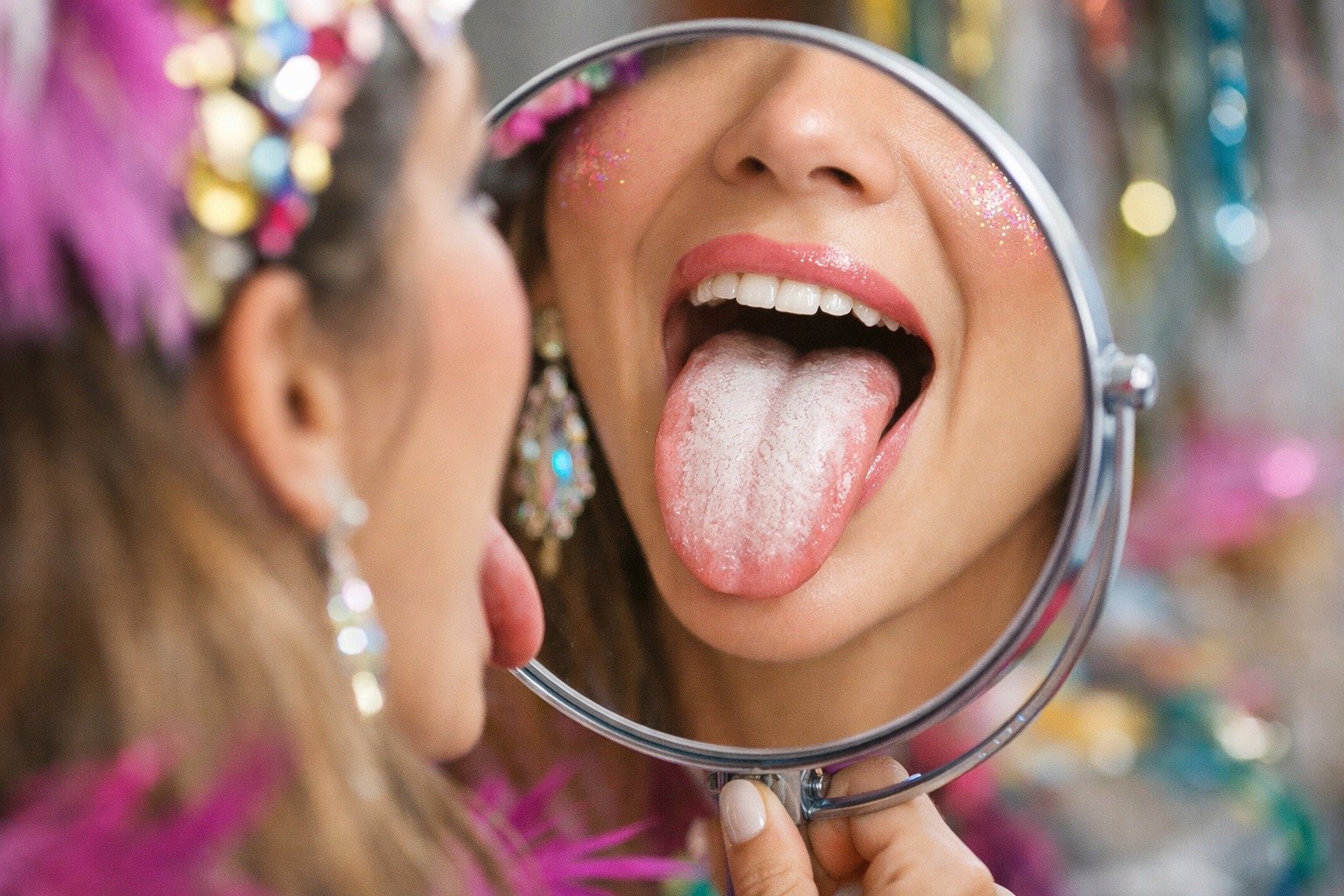 Você está com a Língua Branca? Do BBB ao Carnaval: Entenda o que essa condição revela sobre a Saúde Bucal