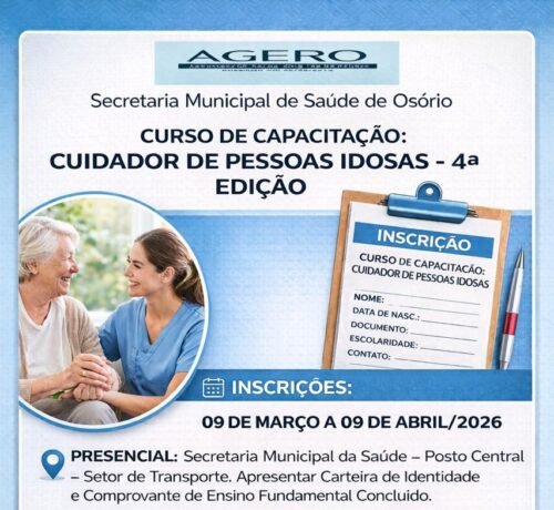 SECRETARIA MUNICIPAL DE SAÚDE OFERECE O CURSO GRATUITO DE CAPACITAÇÃO DE CUIDADOR DE PESSOAS IDOSAS