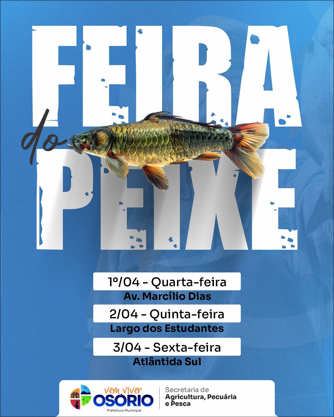 FEIRA DO PEIXE 2026 TER&Aacute; TR&Ecirc;S DIAS DE COMERCIALIZA&Ccedil;&Atilde;O EM OS&Oacute;RIO E ATL&Acirc;NTIDA SUL