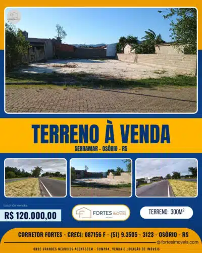 Fortes Imóveis Vende Terreno no Bairro Serramar em Osório -RS