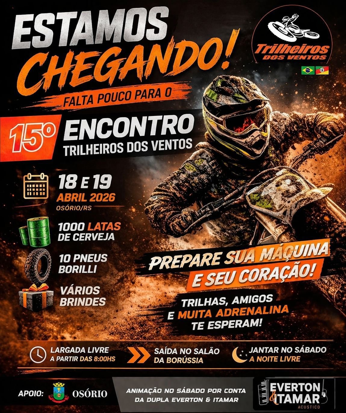 15&ordm; ENCONTRO TRILHEIROS DOS VENTOS CHEGA A OS&Oacute;RIO COM MUITA ADRENALINA NESTE FINAL DE SEMANA