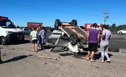Grave acidente com capotamento é registrado na ERS-030 em Osório neste Domingo