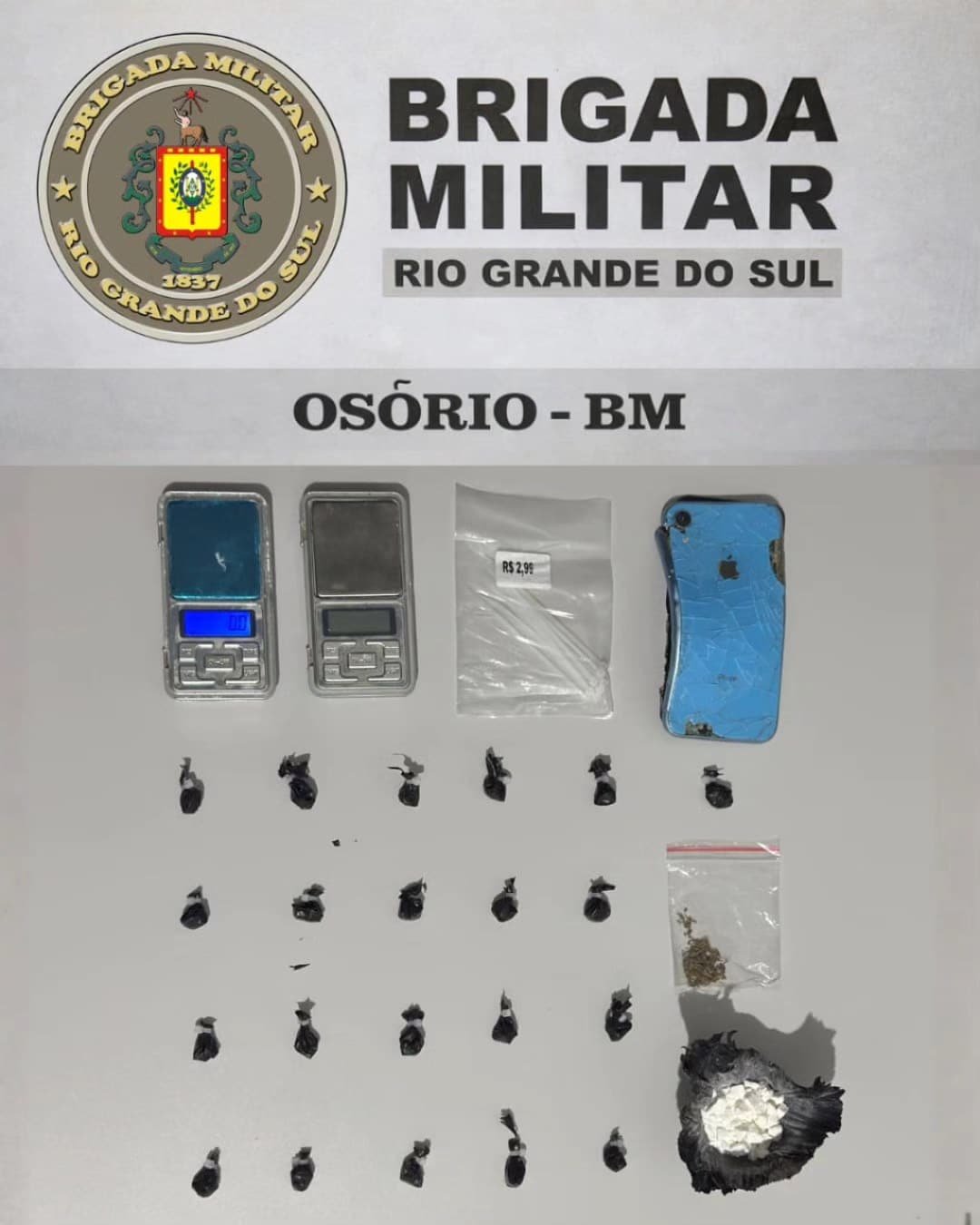 BM PRENDE HOMEM POR TR&Aacute;FICO DE ENTORPECENTES EM OS&Oacute;RIO