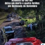 Acidente na ERS – 561 deixa um morto e quatro feridos em Dezesseis de Novembro