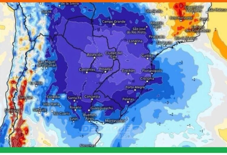 Uma forte massa de ar polar prevista para avançar sobre o Sul do Brasil entre os dias 24 e 26 de junho.