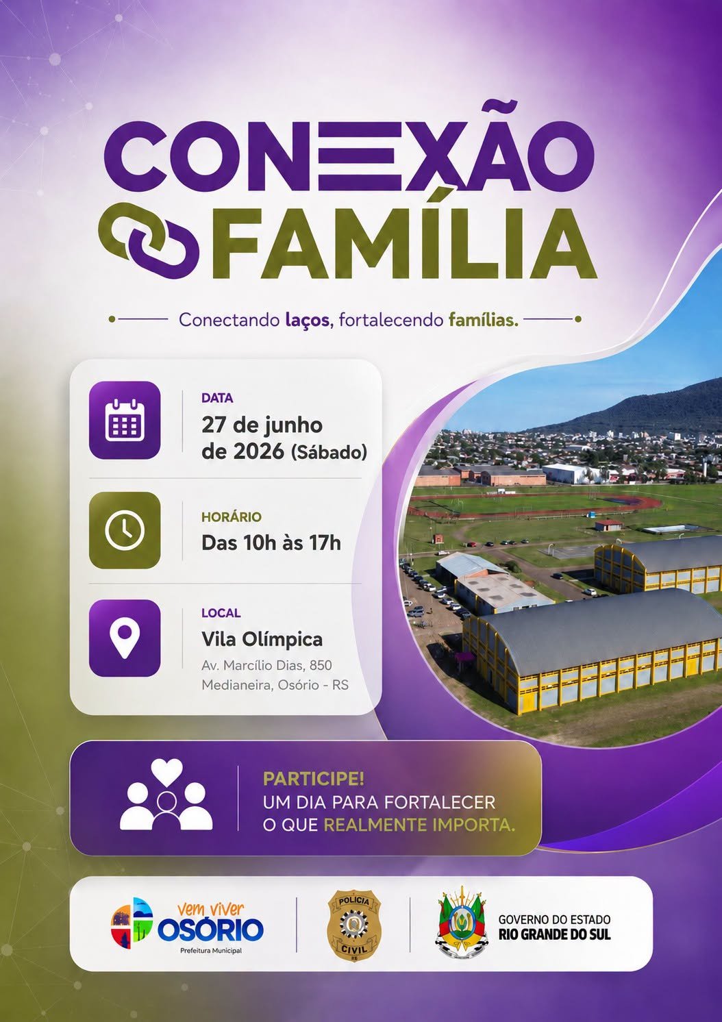O evento reunirá uma ampla rede de serviços públicos, atrações culturais, atividades de saúde, assistência social, lazer e integração comunitária, oferecendo um dia especial para toda a família.