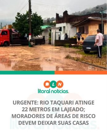 O Rio Taquari alcançou a marca de 22 metros em Lajeado, elevando significativamente o risco de alagamentos e inundações em áreas ribeirinhas 2 752380812 2188584468367708 3414757958629777335 n