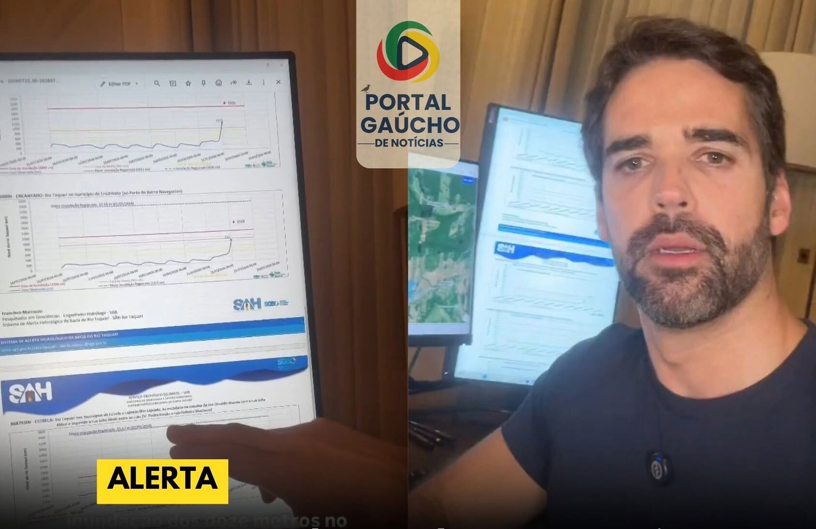 O Governo do Rio Grande do Sul emitiu um alerta na manhã desta quarta-feira (22) para o risco de inundação na bacia do Rio Taquari.