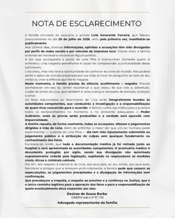 Família de Lívia Innocente Ferreira divulga nota e pede respeito, fim das especulações e confiança na Justiça 3 754659997 1064765003174910 3612137286617310330 n