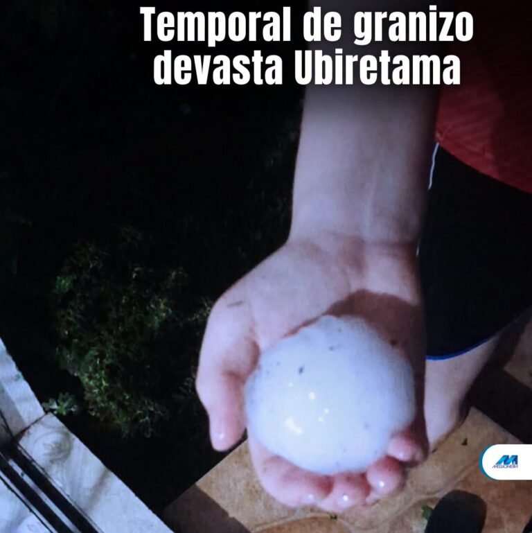 A cidade de Ubiretama foi duramente atingida por um forte temporal de granizo no final da tarde desta terça-feira (28).