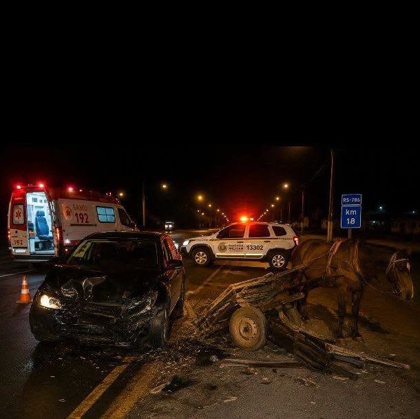 A colisão aconteceu por volta das 19h, no cruzamento da rodovia com a Avenida Mariluz Norte, no balneário Mariluz.