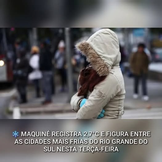 ​O município de Maquiné, no Litoral Norte gaúcho, amanheceu congelando nesta terça-feira, dia 11, ao marcar a marca de 2,7°C nos termômetros locais.