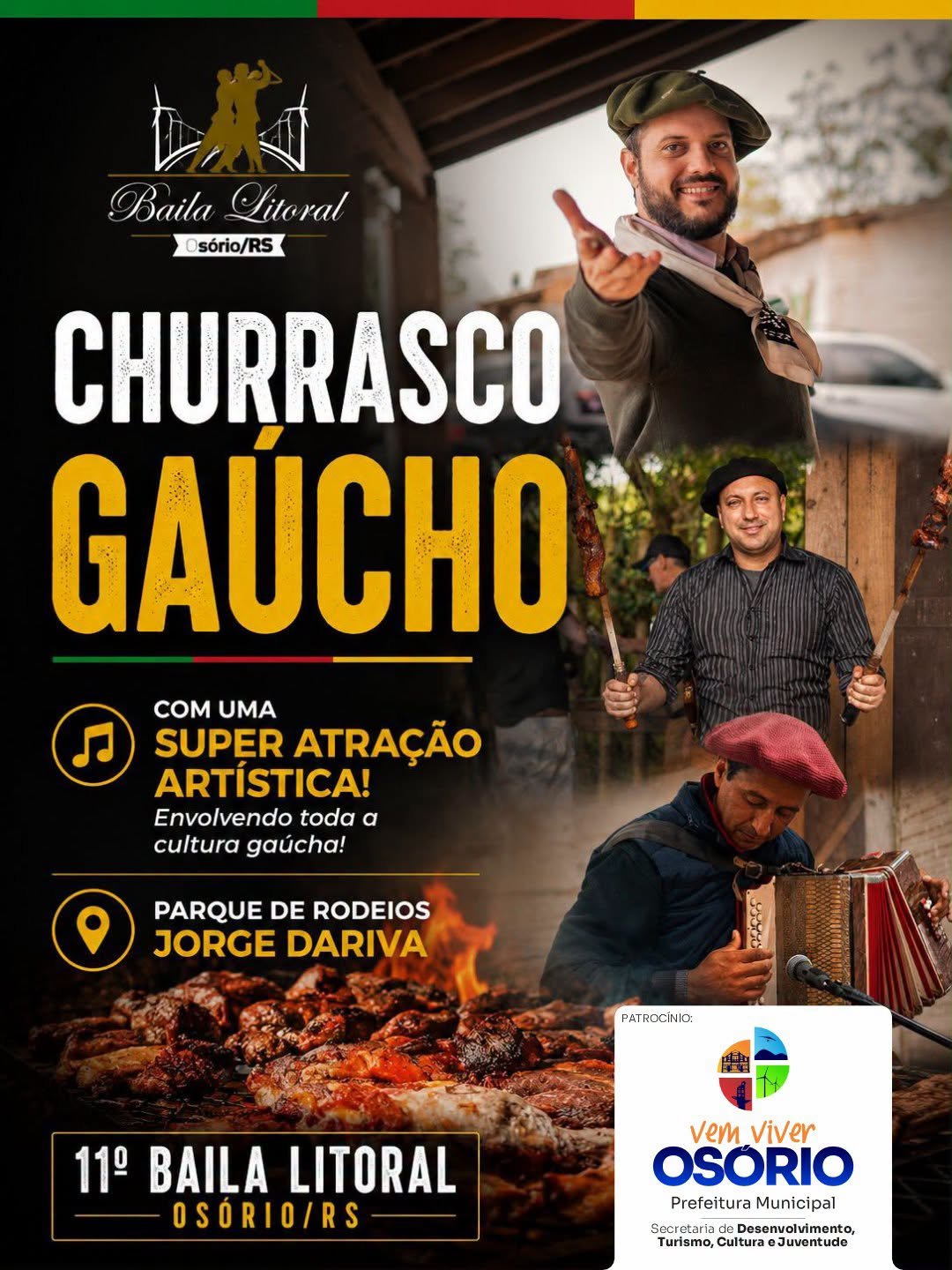 Osório se prepara para receber mais uma edição do Baila Litoral, evento que reúne dança, música, cultura gaúcha e integração em uma programação especial.