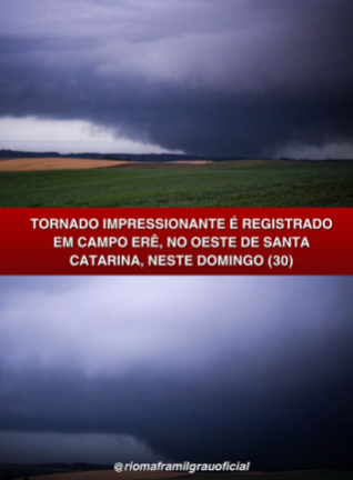 Fenômeno foi registrado entre o final da tarde e o começo da noite do domingo durante tempestades na região.