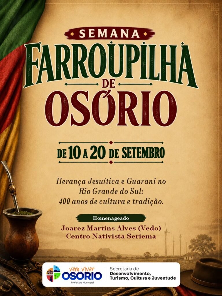 O tema oficial no estado será “Herança Jesuítica e Guarani no Rio Grande do Sul: 400 anos de Cultura e Tradição”.