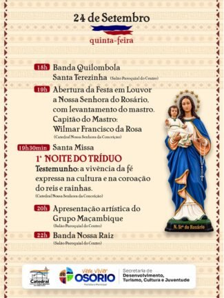 Festa em Louvor a Nossa Senhora do Rosário e Festa Maçambique iniciam nesta Quinta em Osório 3 2 2
