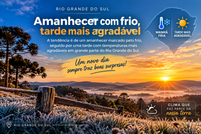 Frio ganha força e Quarta-feira será de temperaturas baixas no RS
