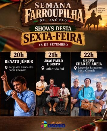SHOWS MARCAM A PROGRAMAÇÃO DESTA SEXTA-FEIRA EM OSÓRIO