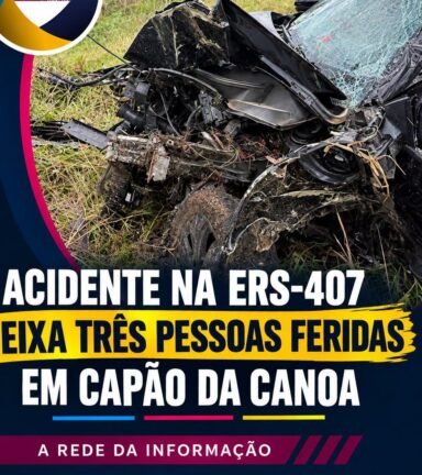 Acidente na ERS-407 deixa três pessoas feridas em Capão da Canoa
