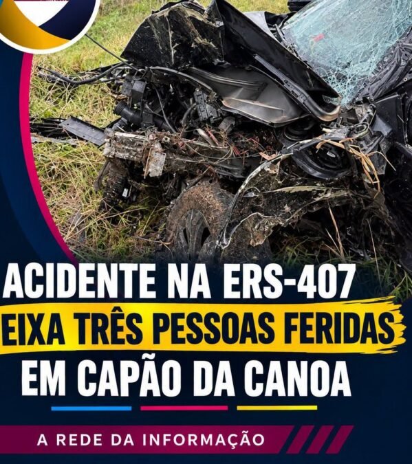 Acidente na ERS-407 deixa três pessoas feridas em Capão da Canoa