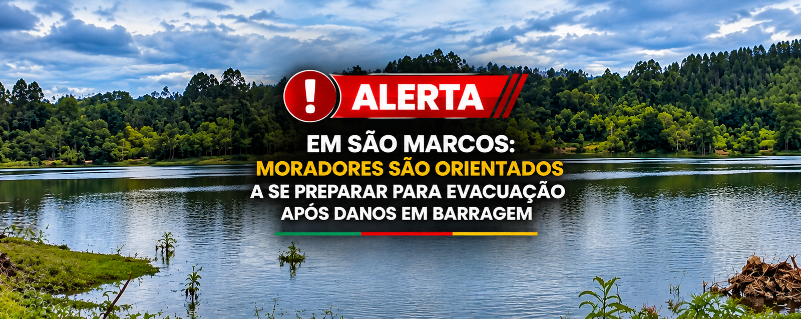 🚨 Moradores do entorno da barragem Arroio São Luiz, em São Marcos, devem se preparar para uma possível evacuação após a identificação de danos na estrutura da barragem.