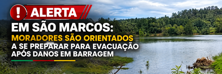 Moradores São orientados a se preparar para evacuação após danos da barragem Arroio São Luiz, em São Marcos
