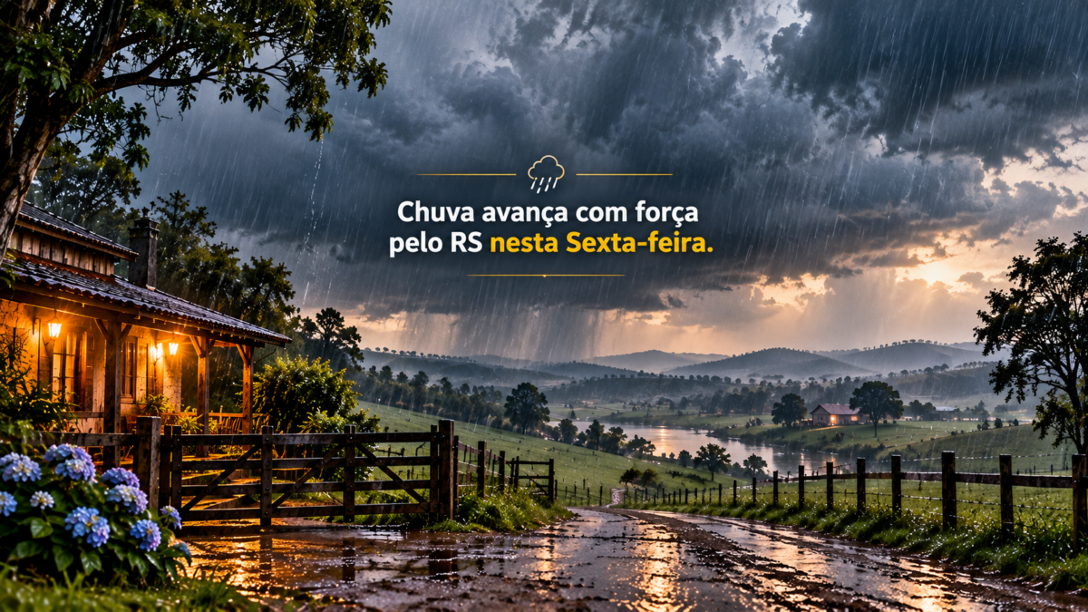 Chuva avança com força pelo RS nesta Sexta-feira