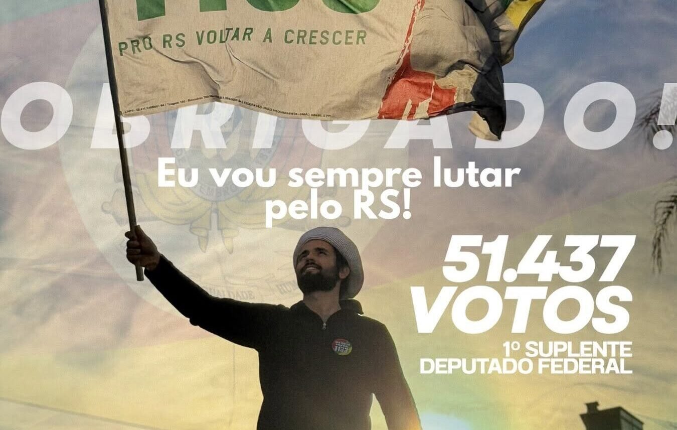 Matteus Amaral encerra disputa eleitoral com 51 mil votos e fica como Suplente no RS 1 Apesar da votação, ele não foi eleito e passou à condição de suplente do PP.