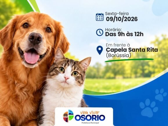 Prefeitura de Osório promove Vacinação Antirrábica para Cães e Gatos na Borússia na Sexta-feira