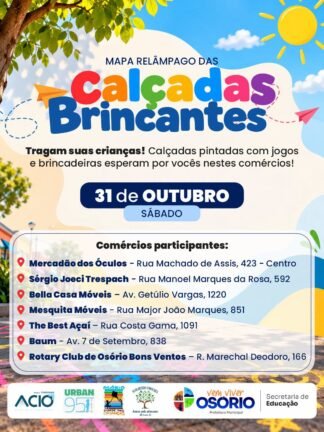 Calçada Brincante Transforma Ruas de Osório em Espaços de Diversão para as Crianças no 31 de Outubro