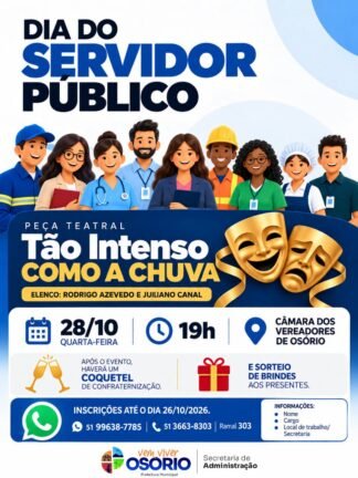 Prefeitura de Osório Promove Espetáculo Teatral em Homenagem ao Dia do Servidor Público