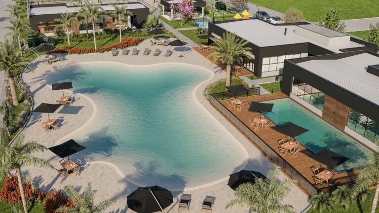 Com investimento de R$ 21,3 milhões, condomínio com primeira praia artificial de Canoas avança e entra em nova etapa das obras 2 Praia Artificial Essence Canoas Abaco Urbanizadora Semi aerea.jpg