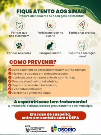 DEPA Divulga Ações de Combate à Esporotricose Realizadas no Mês de Outubro em Osório 7 depa divulga acoes de combate a esporotricose realizadas no mes de outubro em osorio 1