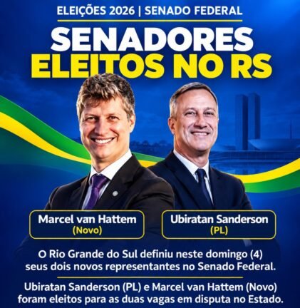 Rio Grande do Sul elege Sanderson e Marcel Van Hattem para o Senado